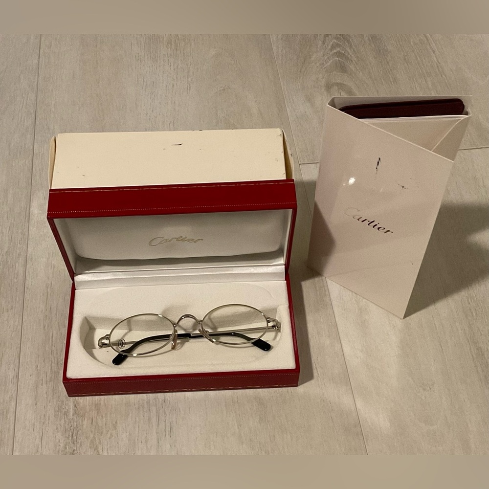 Cartier Silver Modern Rimless Glasses